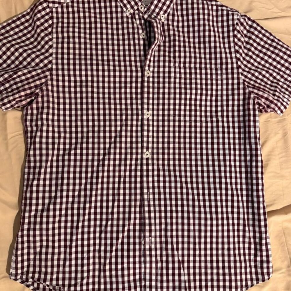 Denim & Flower Rickysing Check Shirt – Burgundy & White – Size L/42
